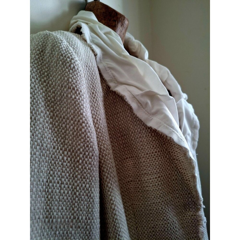 Soft Surroundings Textured Women's Open-Front Blazer with Frayed Hem & White Ruf